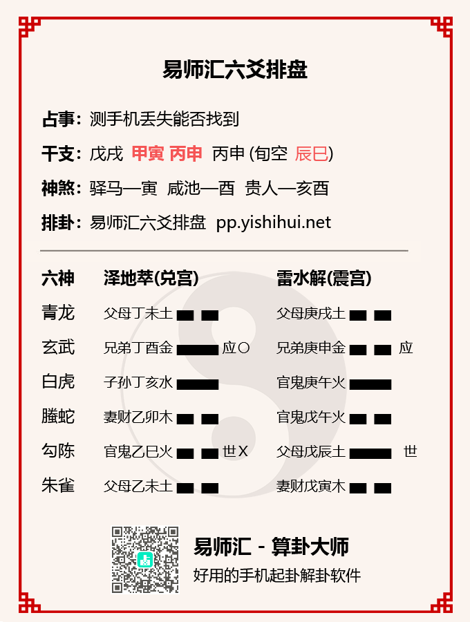 泽地萃测失物变雷水解卦例解析，六爻占失物卦例插图